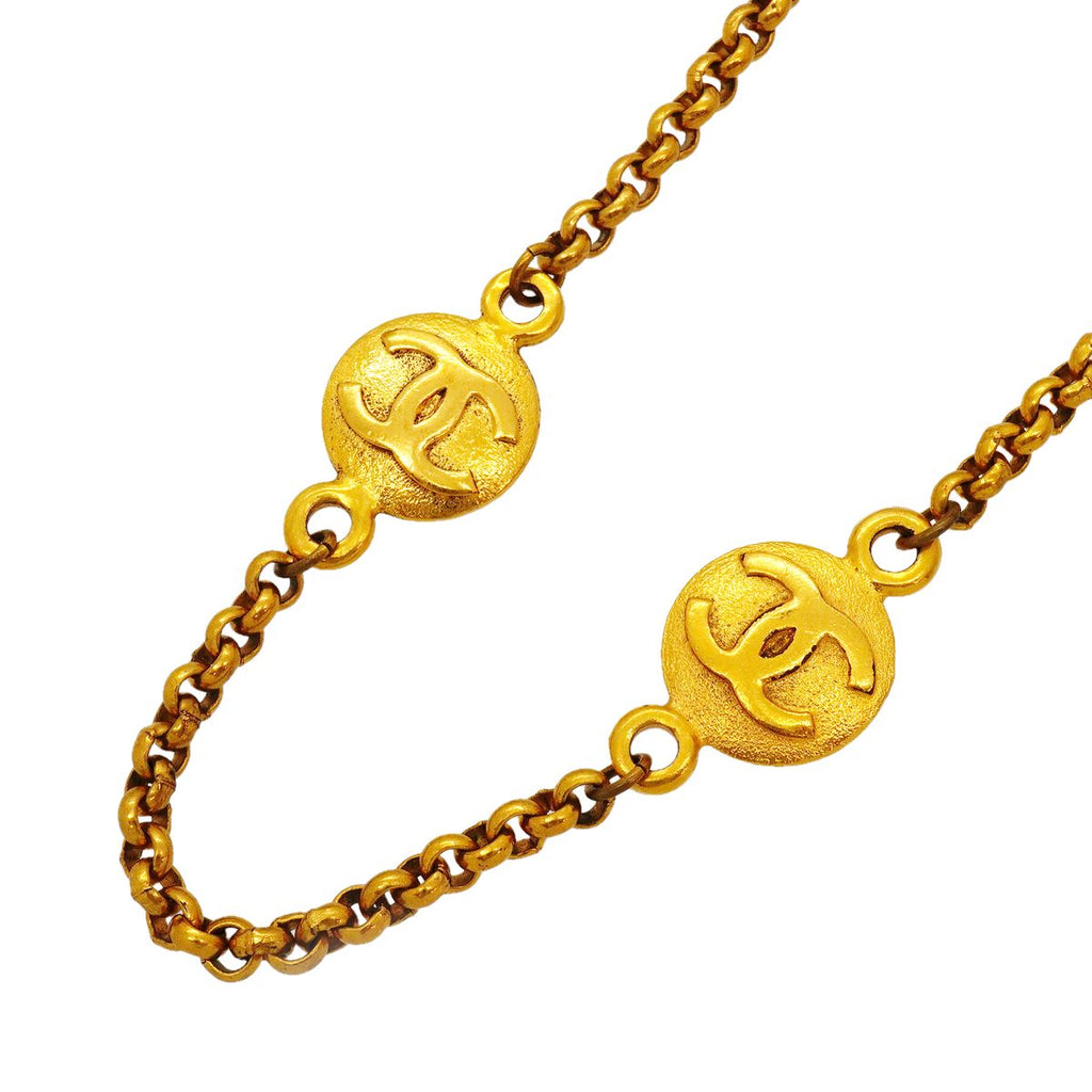 Chanel Necklace Vintage CC Logo Round Circle Gold Plated