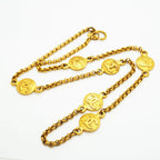 Chanel Necklace Vintage CC Logo Round Circle Gold Plated — view 3