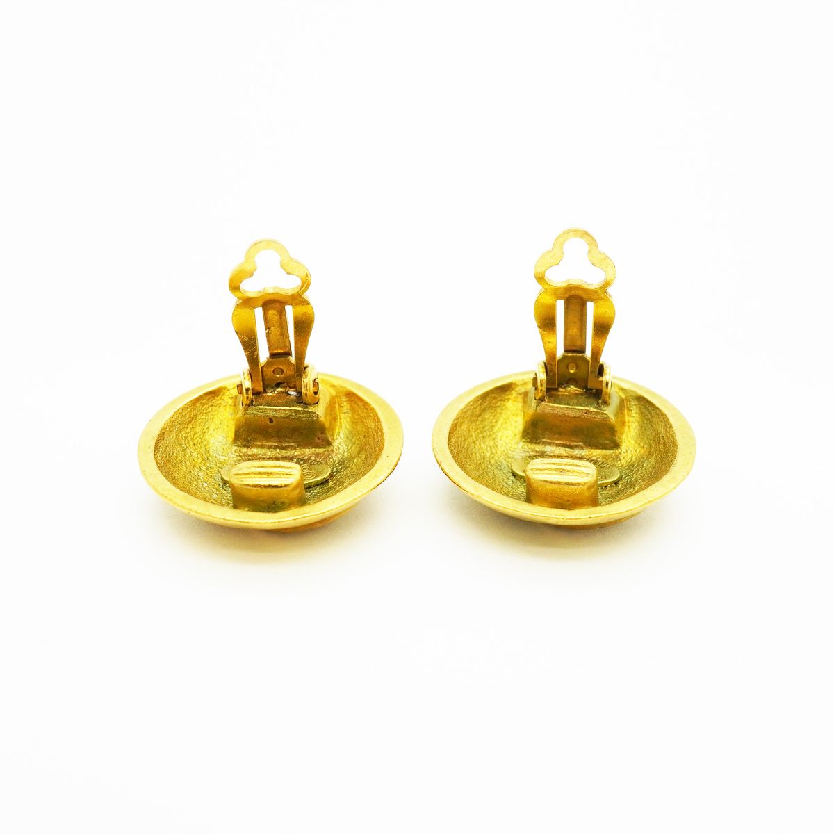Chanel Earrings Vintage CC Logo Round Circle Gold Plated — view 6