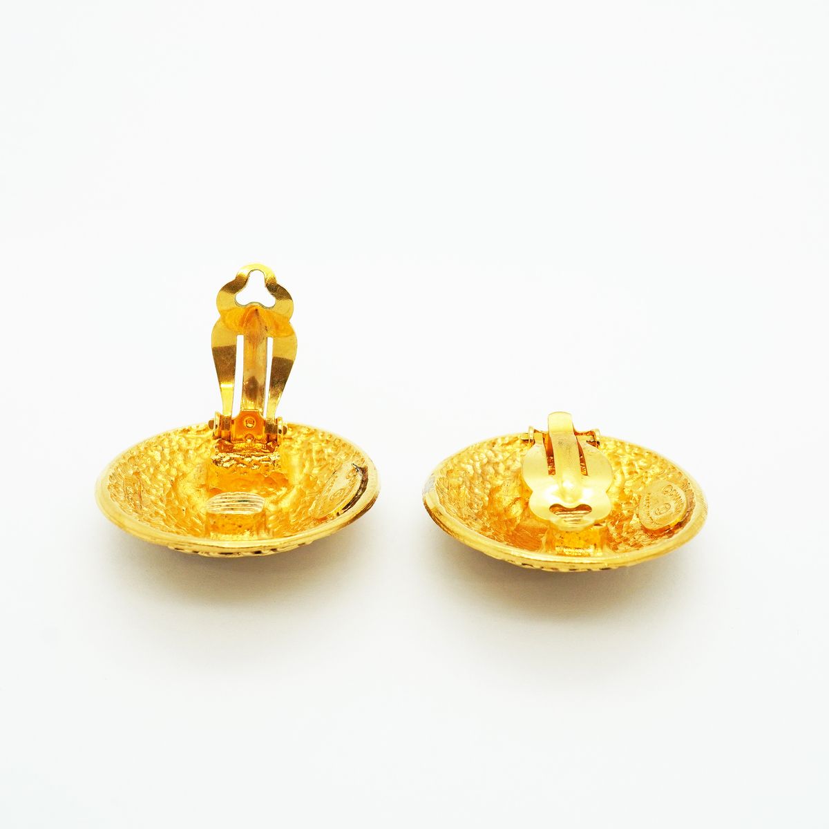 Chanel Earrings Vintage Logo Round Circle Gold Plated — view 3