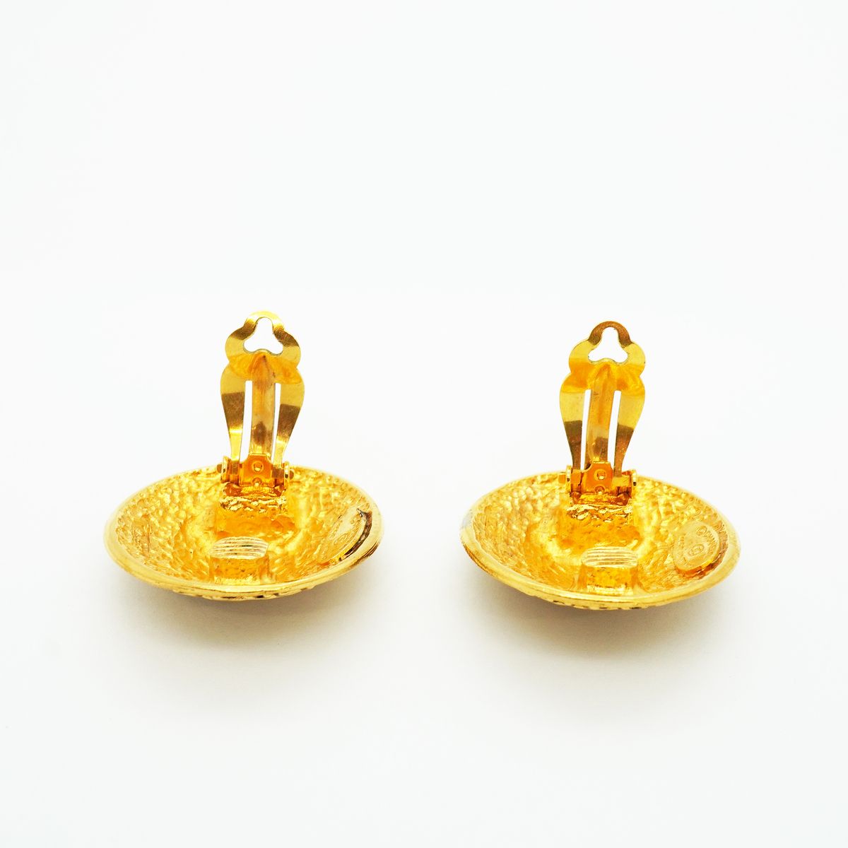 Chanel Earrings Vintage Logo Round Circle Gold Plated — view 7