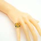 Chanel Ring Baroque 18K Yellow Gold Multi Stone Blue Green Orange — view 7