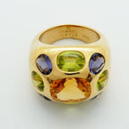 Chanel Ring Baroque 18K Yellow Gold Multi Stone Blue Green Orange — view 3