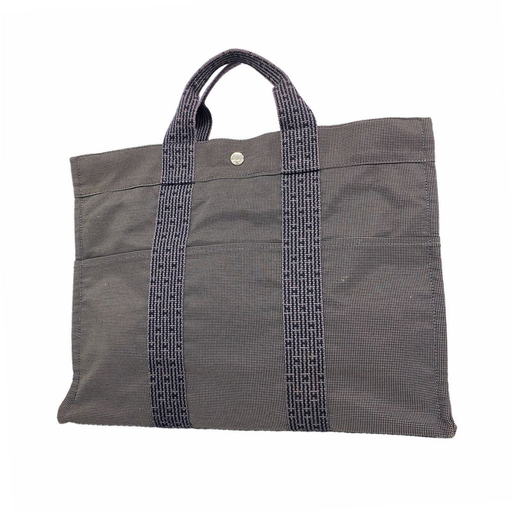 Hermes Tote Bag Herline MM Nylon Gray Silver
