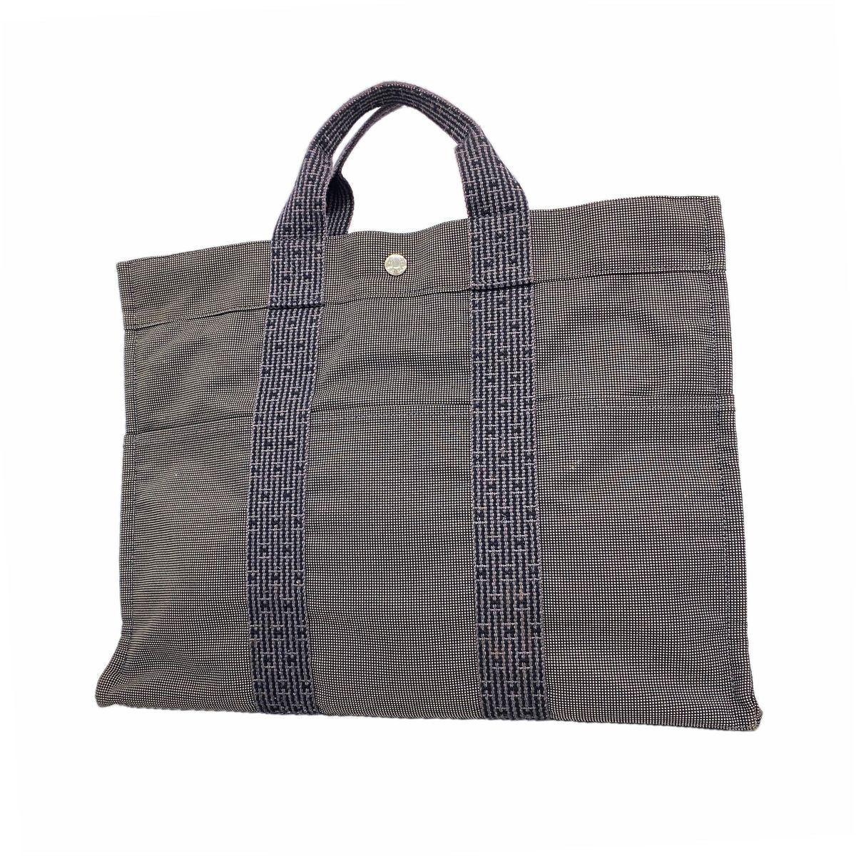Hermes Tote Bag Herline MM Nylon Gray Silver