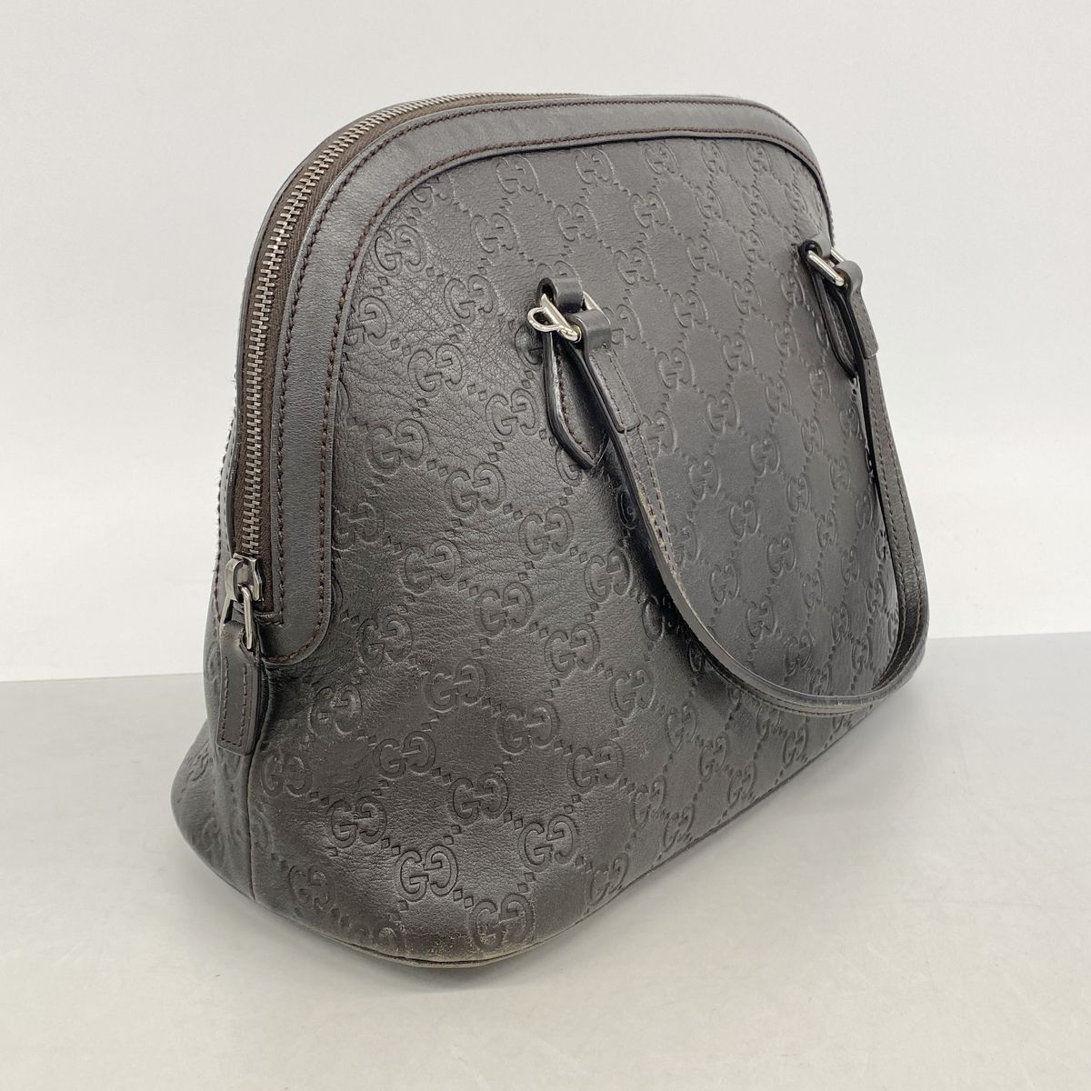 Gucci Handbag Guccissima Leather Dark Brown Silver 2-Way Bag — view 2