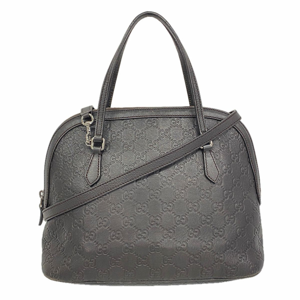 Gucci Handbag Guccissima Leather Dark Brown Silver 2-Way Bag