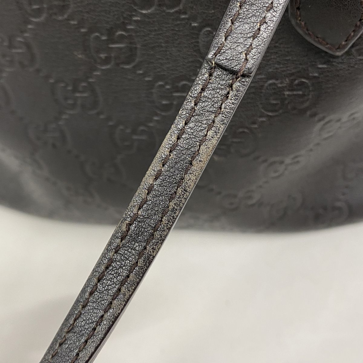 Gucci Handbag Guccissima Leather Dark Brown Silver 2-Way Bag — view 8