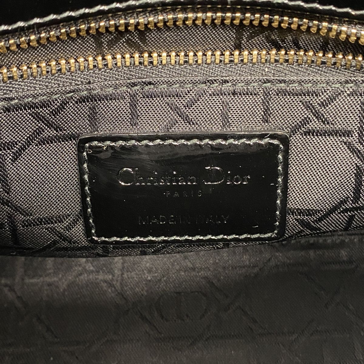 Dior Handbag Cannage Lady Patent Black Gold 2-Way Bag — view 5