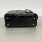 Dior Handbag Cannage Lady Patent Black Gold 2-Way Bag — view 3