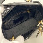 Dior Handbag Cannage Lady Patent Black Gold 2-Way Bag — view 4