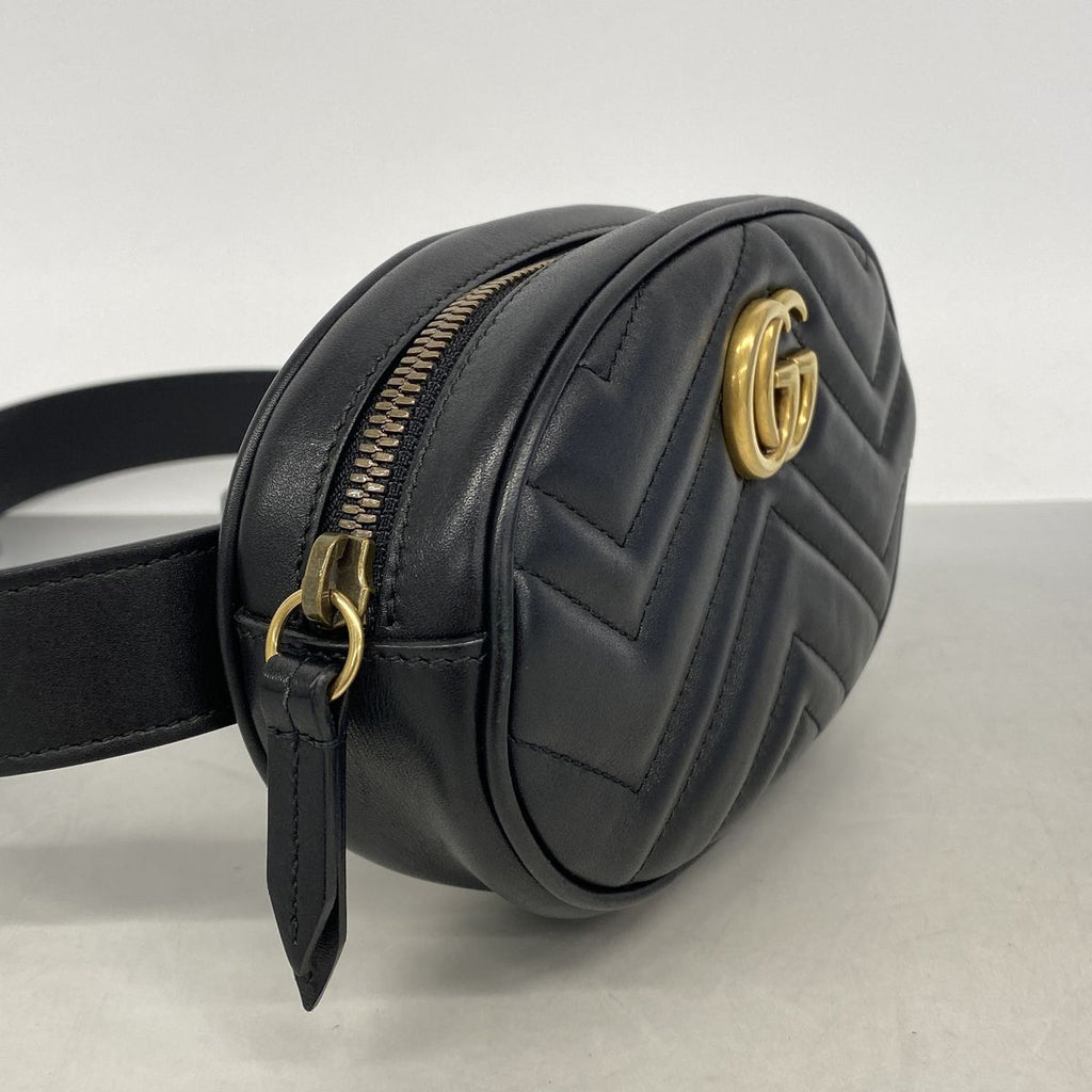 Gucci Waist Bag GG Marmont Leather Black Gold — view 2
