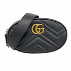 Gucci Waist Bag GG Marmont Leather Black Gold