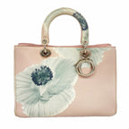 Dior Handbag Lady Diorissimo Leather Pink Gray Silver
