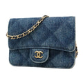 Chanel Waist Bag Quilted Denim Blue Champagne Gold