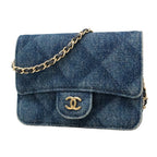 Chanel Waist Bag Quilted Denim Blue Champagne Gold