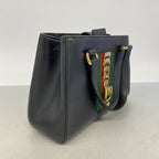 Gucci Handbag Sylvie Leather Black Gold 2-Way Bag — view 2