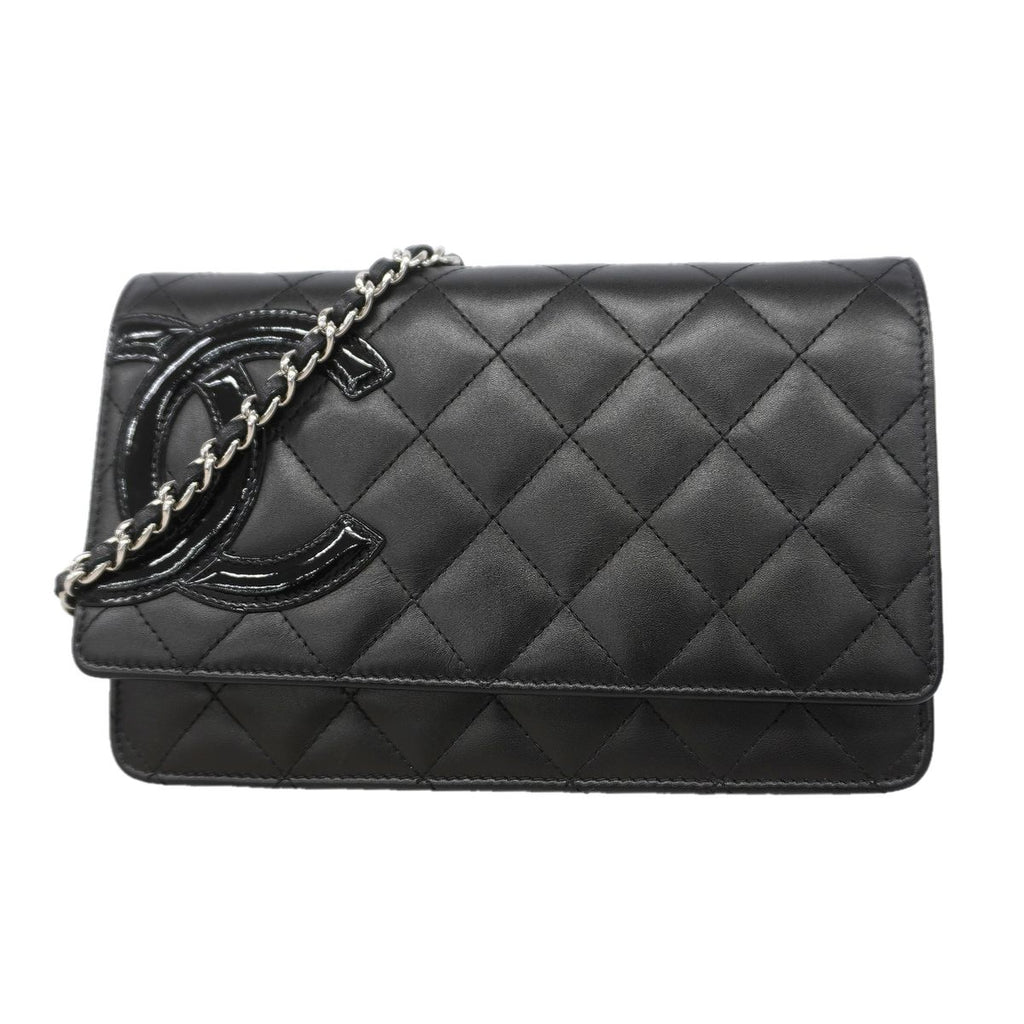 Chanel Wallet on Chain Cambon Lambskin Black Silver Shoulder Bag