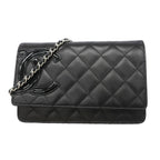 Chanel Wallet on Chain Cambon Lambskin Black Silver Shoulder Bag