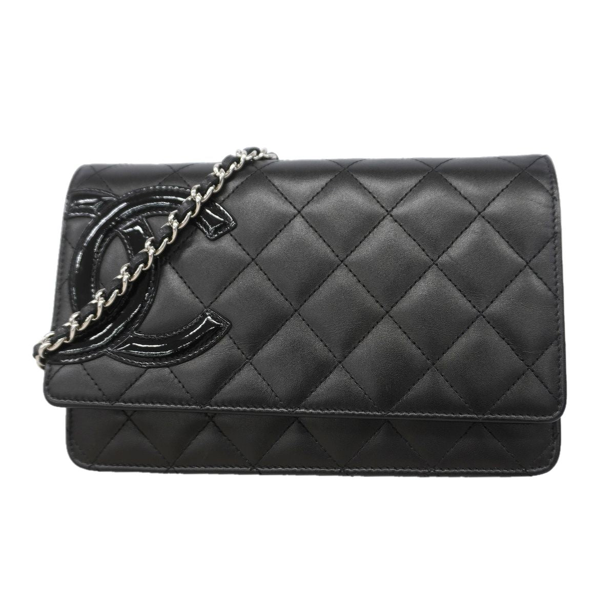 Chanel Wallet on Chain Cambon Lambskin Black Silver Shoulder Bag