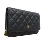 Chanel Wallet on Chain Quilted Caviar Leather Black Gold Shoulder Bag — view 2