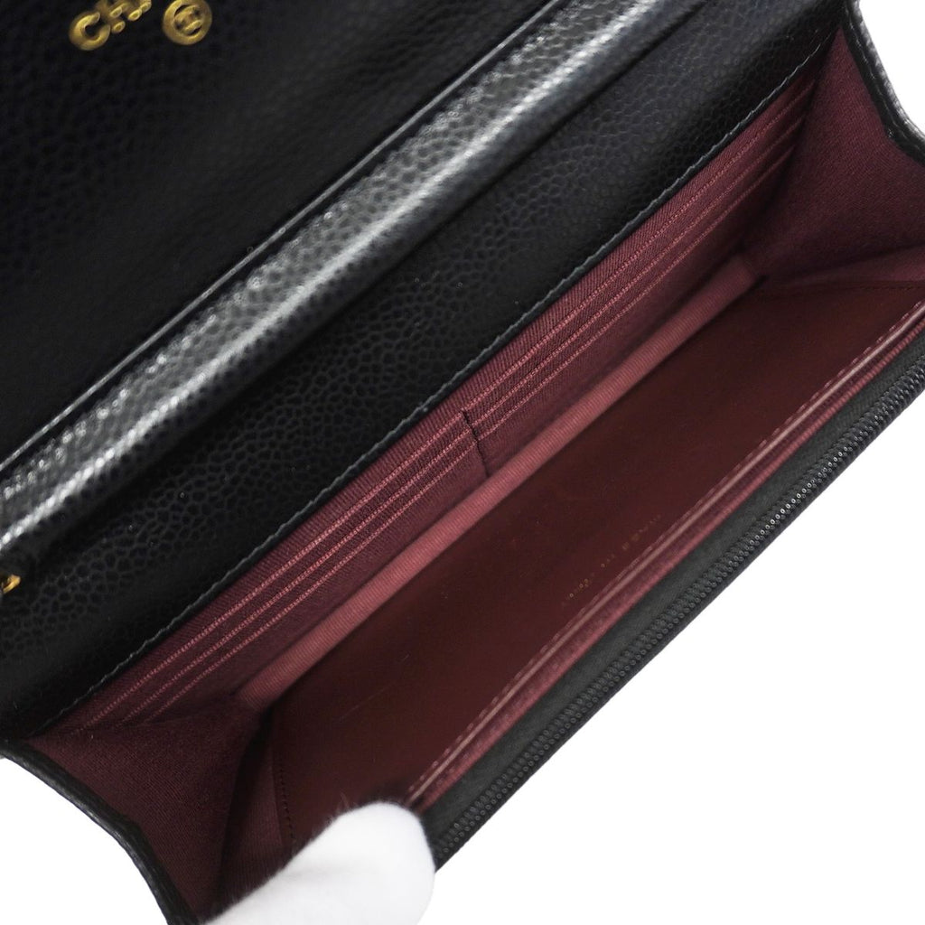 Chanel Wallet on Chain Quilted Caviar Leather Black Gold Shoulder Bag — view 4