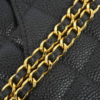 Chanel Wallet on Chain Quilted Caviar Leather Black Gold Shoulder Bag — view 7