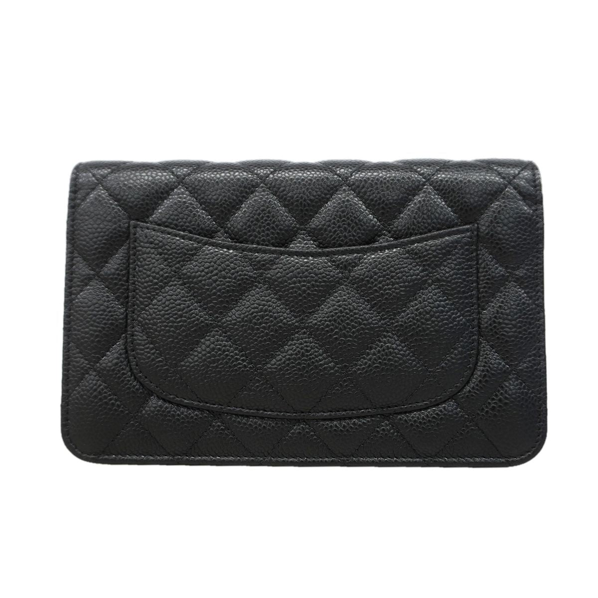 Chanel Wallet on Chain Quilted Caviar Leather Black Gold Shoulder Bag — view 8