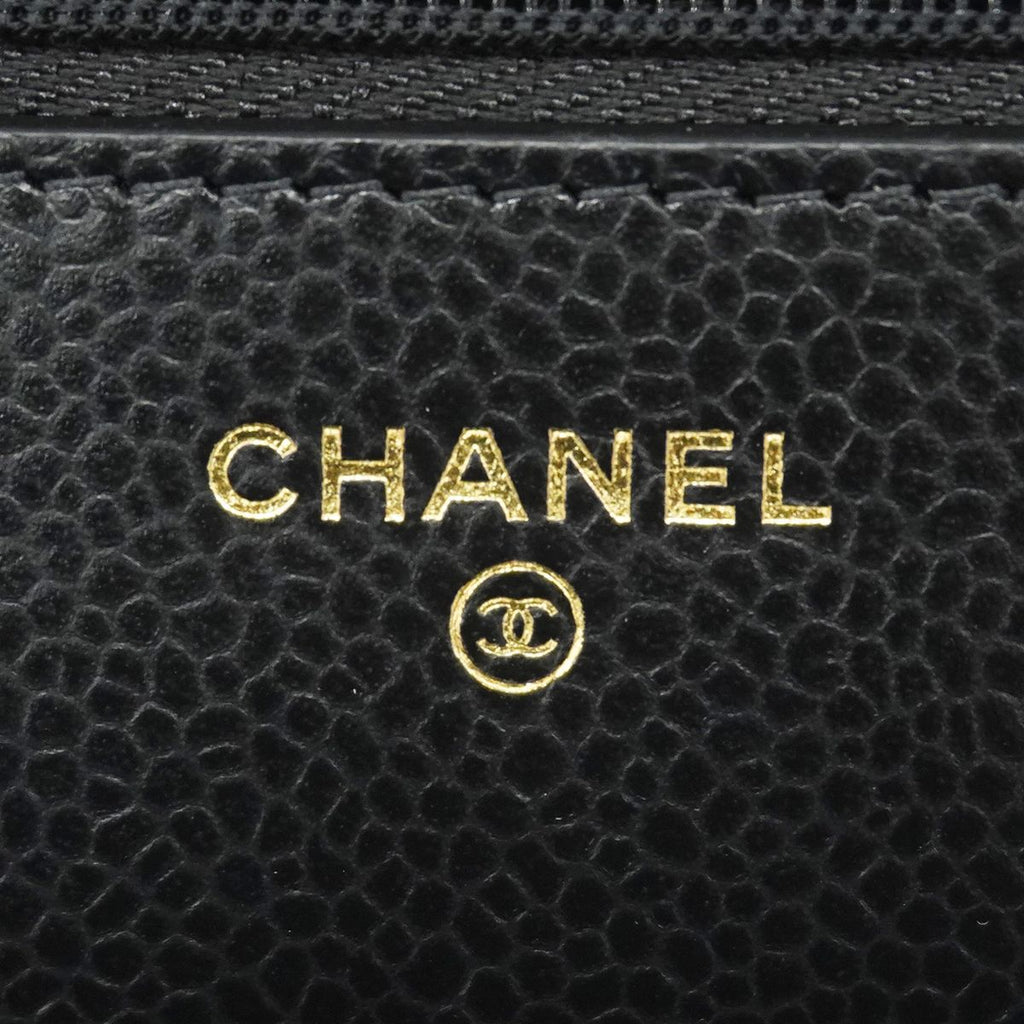 Chanel Wallet on Chain Quilted Caviar Leather Black Gold Shoulder Bag — view 5