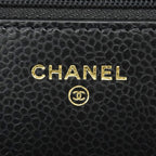 Chanel Wallet on Chain Quilted Caviar Leather Black Gold Shoulder Bag — view 5