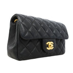 Chanel Shoulder Bag Mini Quilted Lambskin Black Gold — view 2