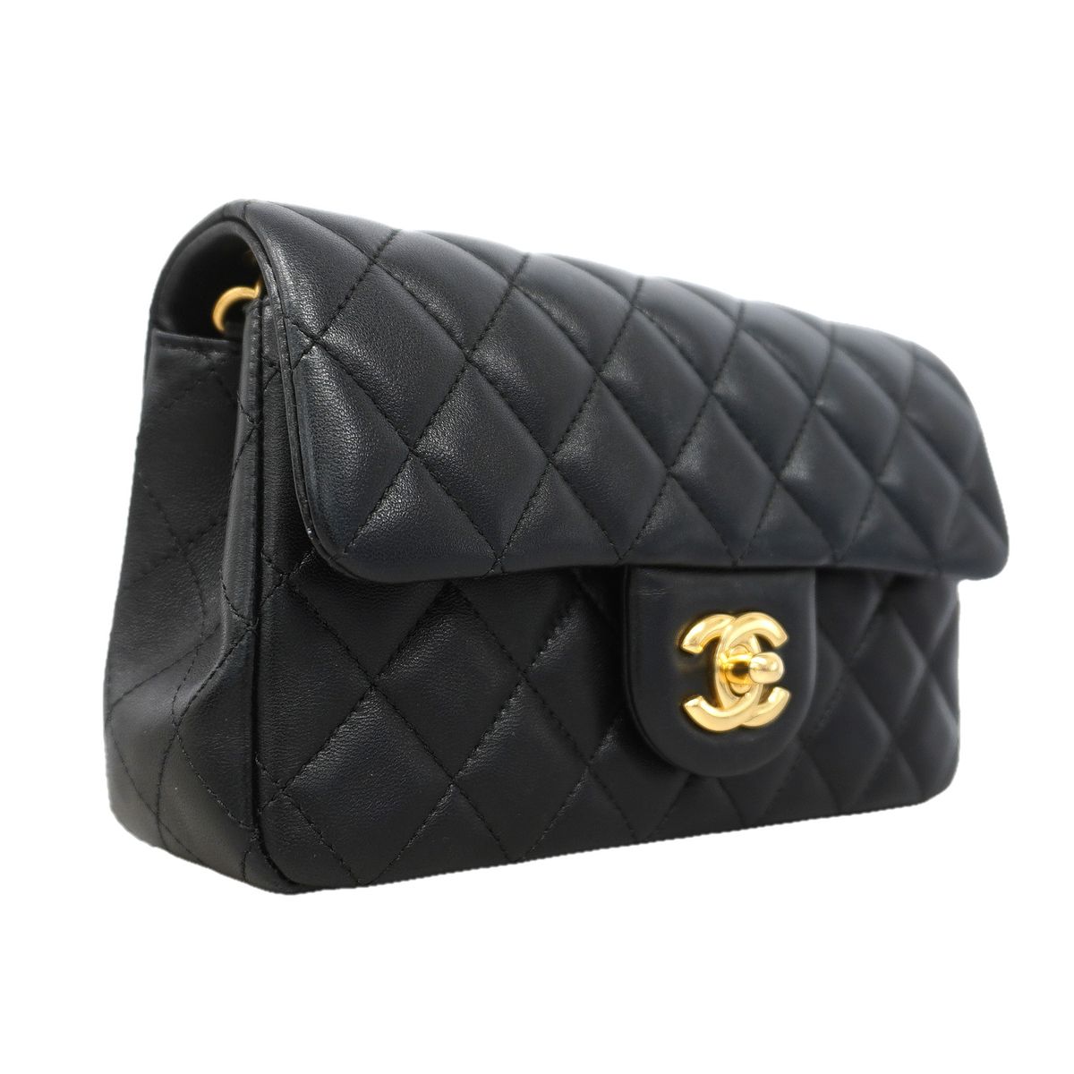 Chanel Shoulder Bag Mini Quilted Lambskin Black Gold — view 2