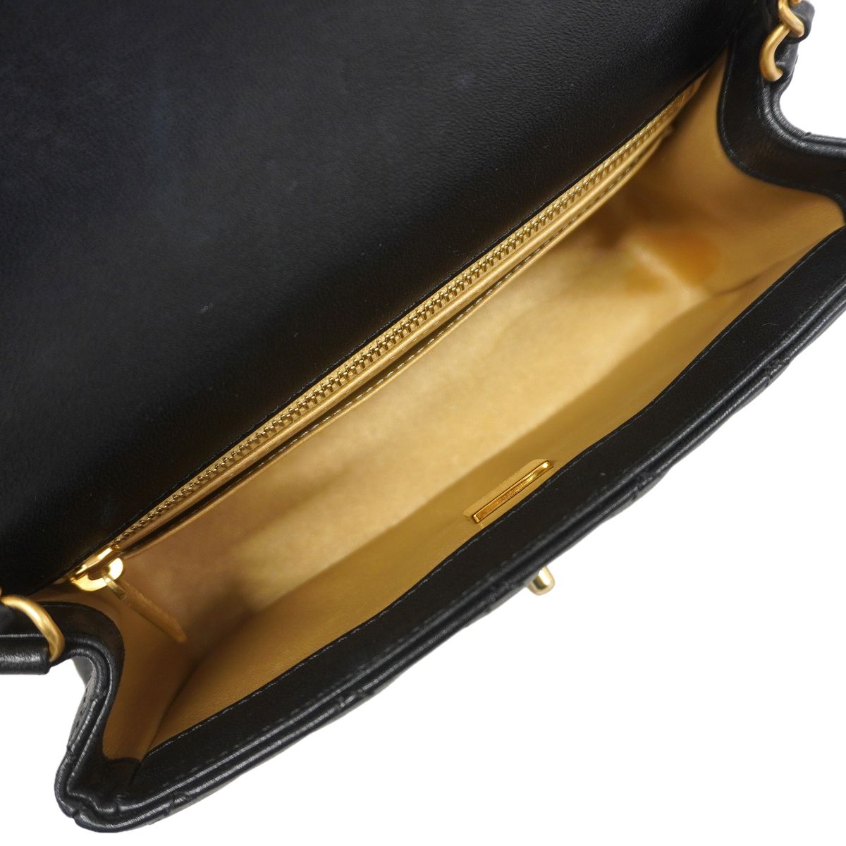 Chanel Shoulder Bag Mini Quilted Lambskin Black Gold — view 4