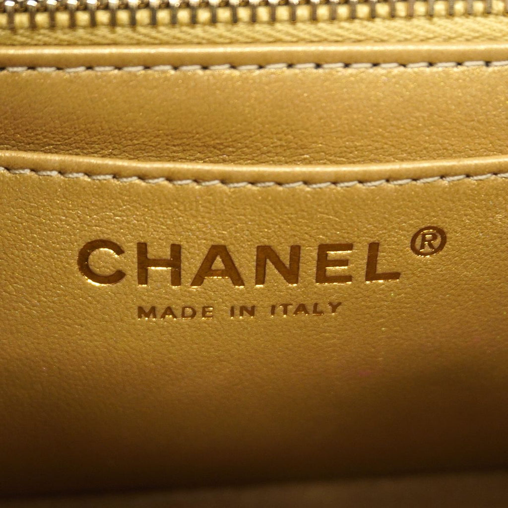Chanel Shoulder Bag Mini Quilted Lambskin Black Gold — view 5
