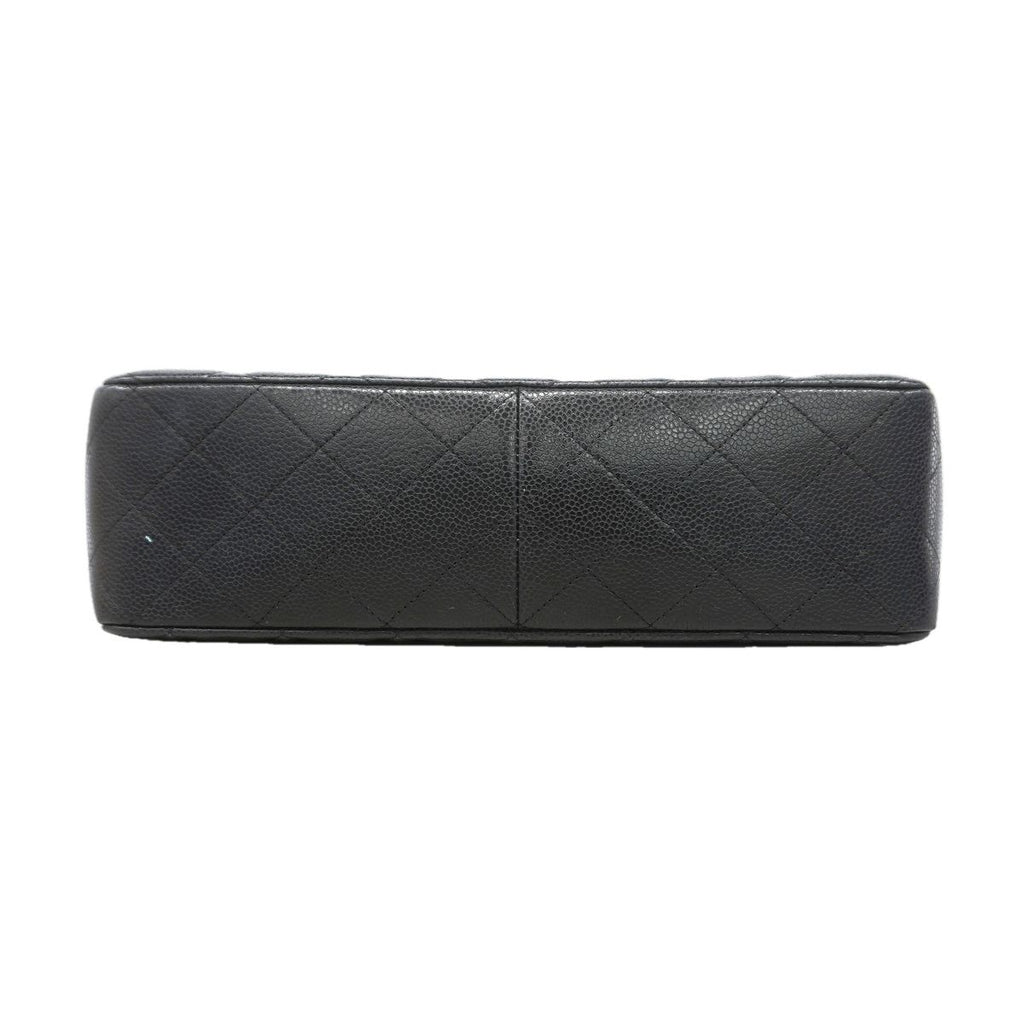 Chanel Shoulder Bag Maxi Quilted Caviar Leather Black Silver — view 3