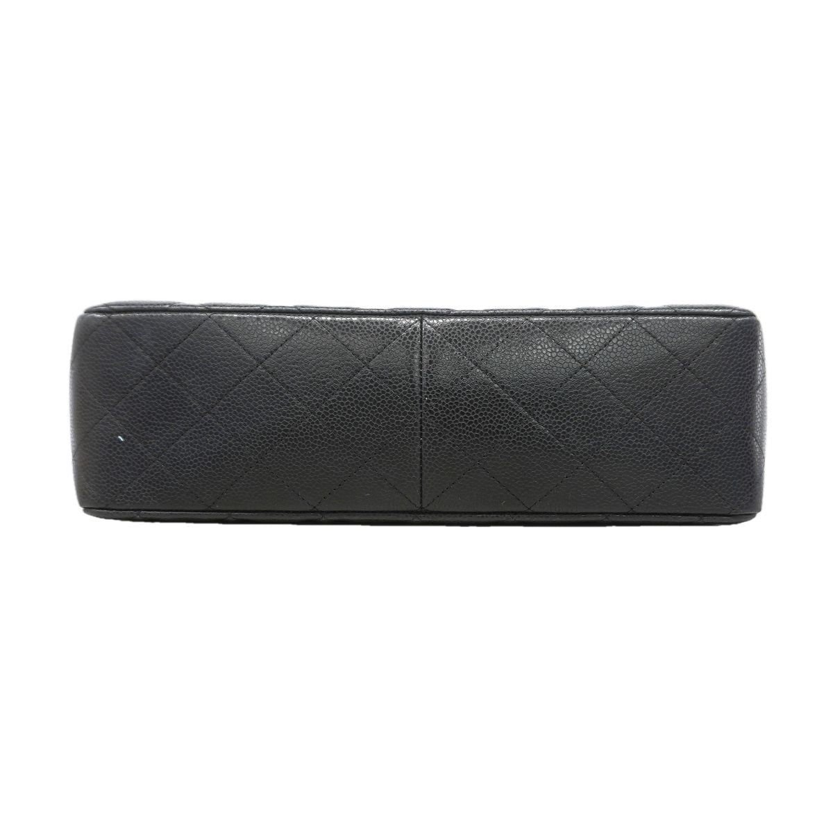 Chanel Shoulder Bag Maxi Quilted Caviar Leather Black Silver — view 3