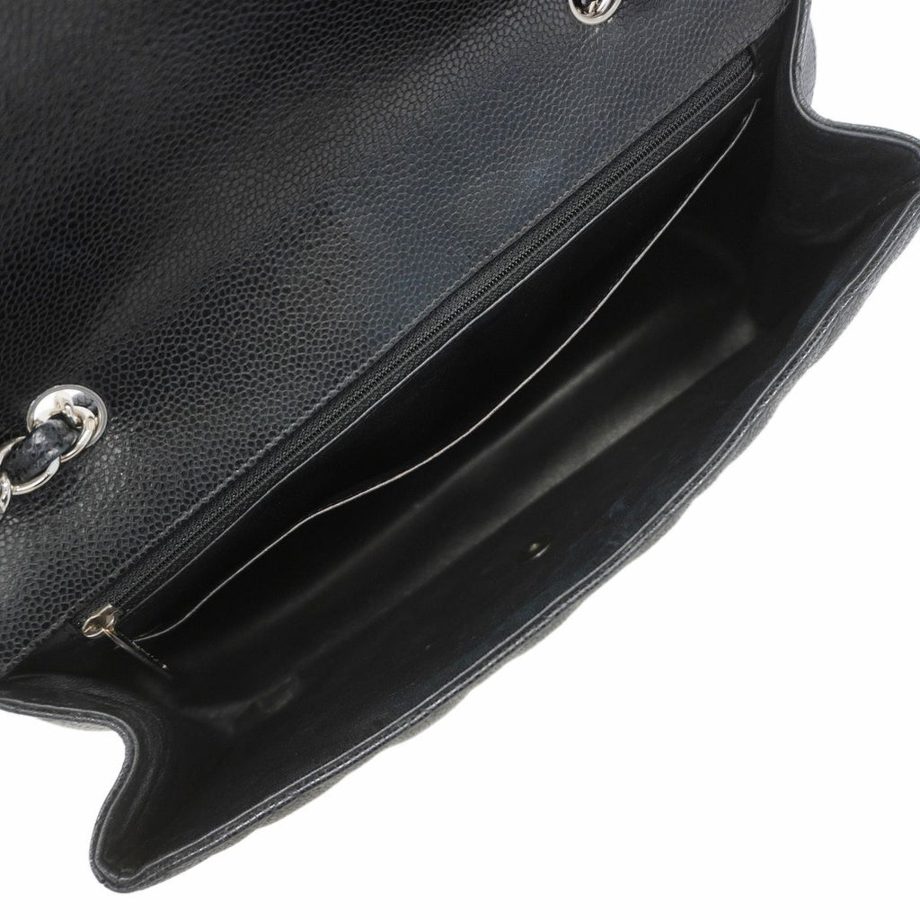Chanel Shoulder Bag Maxi Quilted Caviar Leather Black Silver — view 4