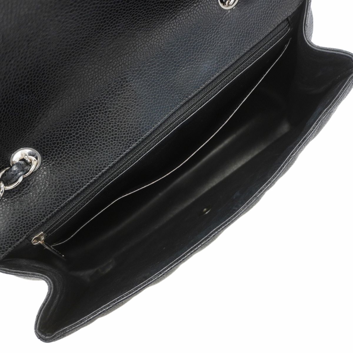 Chanel Shoulder Bag Maxi Quilted Caviar Leather Black Silver — view 4