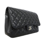 Chanel Shoulder Bag Maxi Quilted Caviar Leather Black Silver — view 2