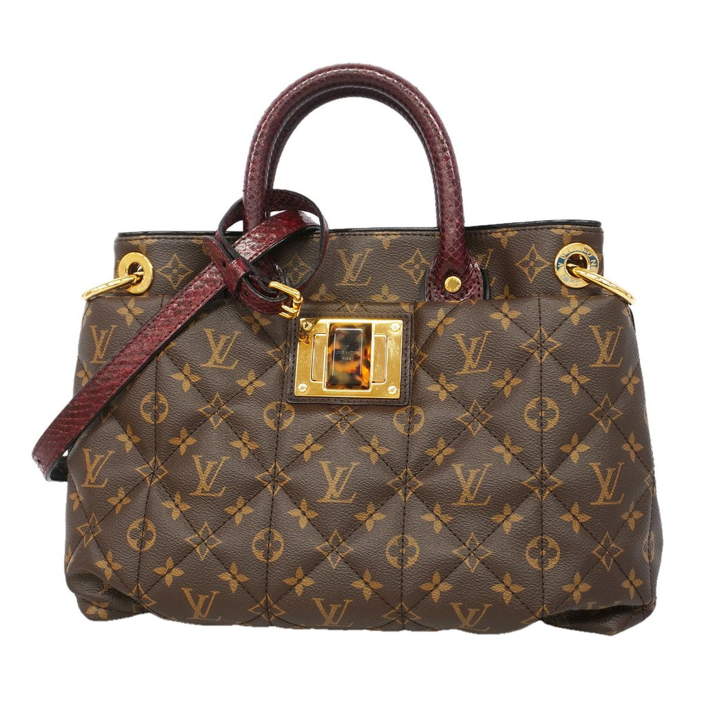 Louis Vuitton Tote Bag Monogram Etoile Exotic MM Python Ostrich Brown 2-Way