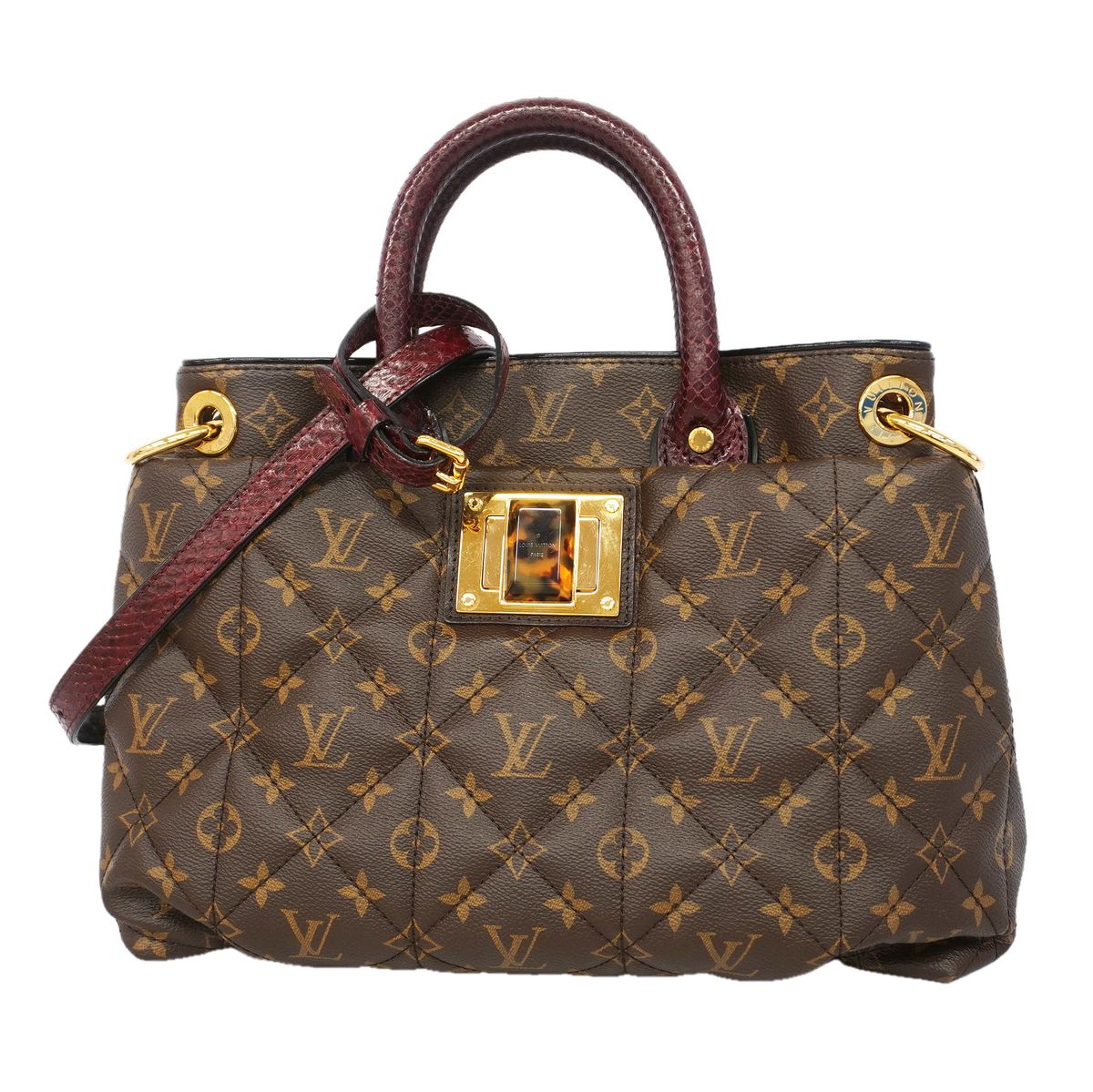 Louis Vuitton Tote Bag Monogram Etoile Exotic MM Python Ostrich Brown 2-Way