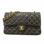 Chanel Shoulder Bag Quilted Lambskin Black Gold
