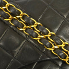 Chanel Shoulder Bag Quilted Lambskin Black Gold — view 8