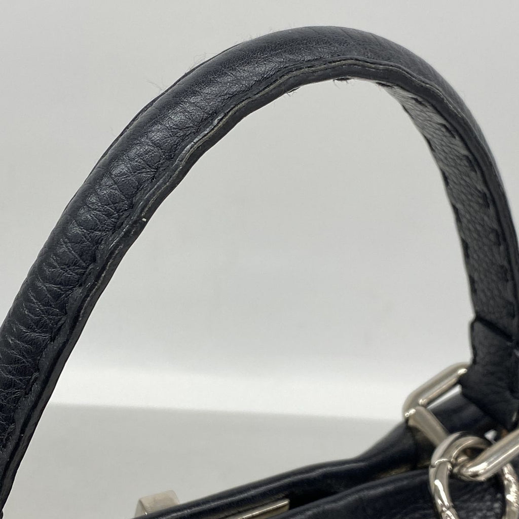 Fendi Handbag Selleria Leather Black Silver 2-Way Bag — view 8