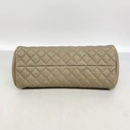 Chanel Shoulder Bag Quilted Leather Khaki Silver — view 3