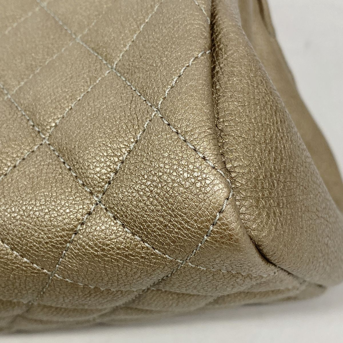 Chanel Shoulder Bag Quilted Leather Khaki Silver — view 6