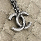 Chanel Shoulder Bag Quilted Leather Khaki Silver — view 8