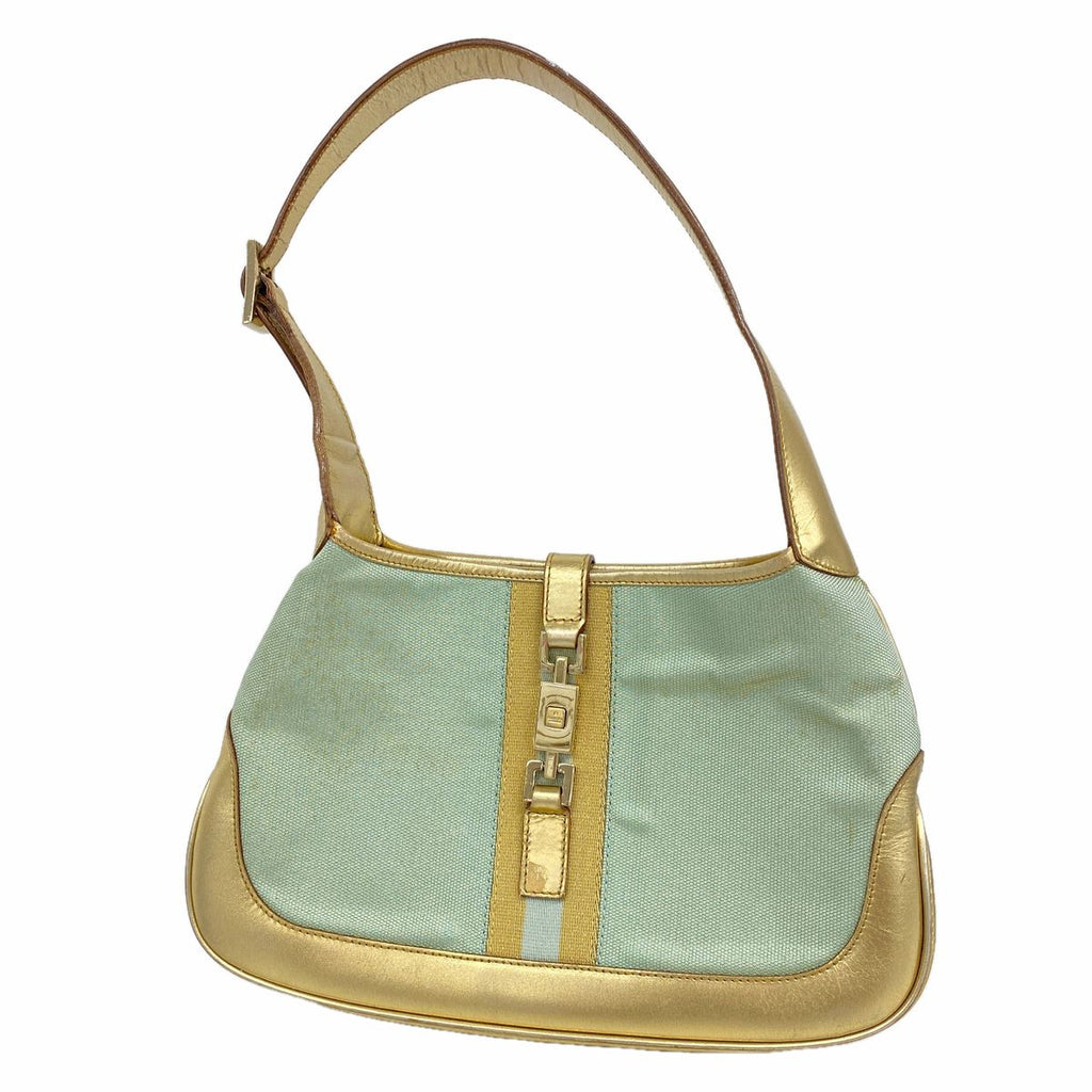 Gucci Handbag Jackie Nylon Gold Light Green