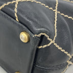 Chanel Tote Bag Wild Stitch Leather Black Gold — view 8
