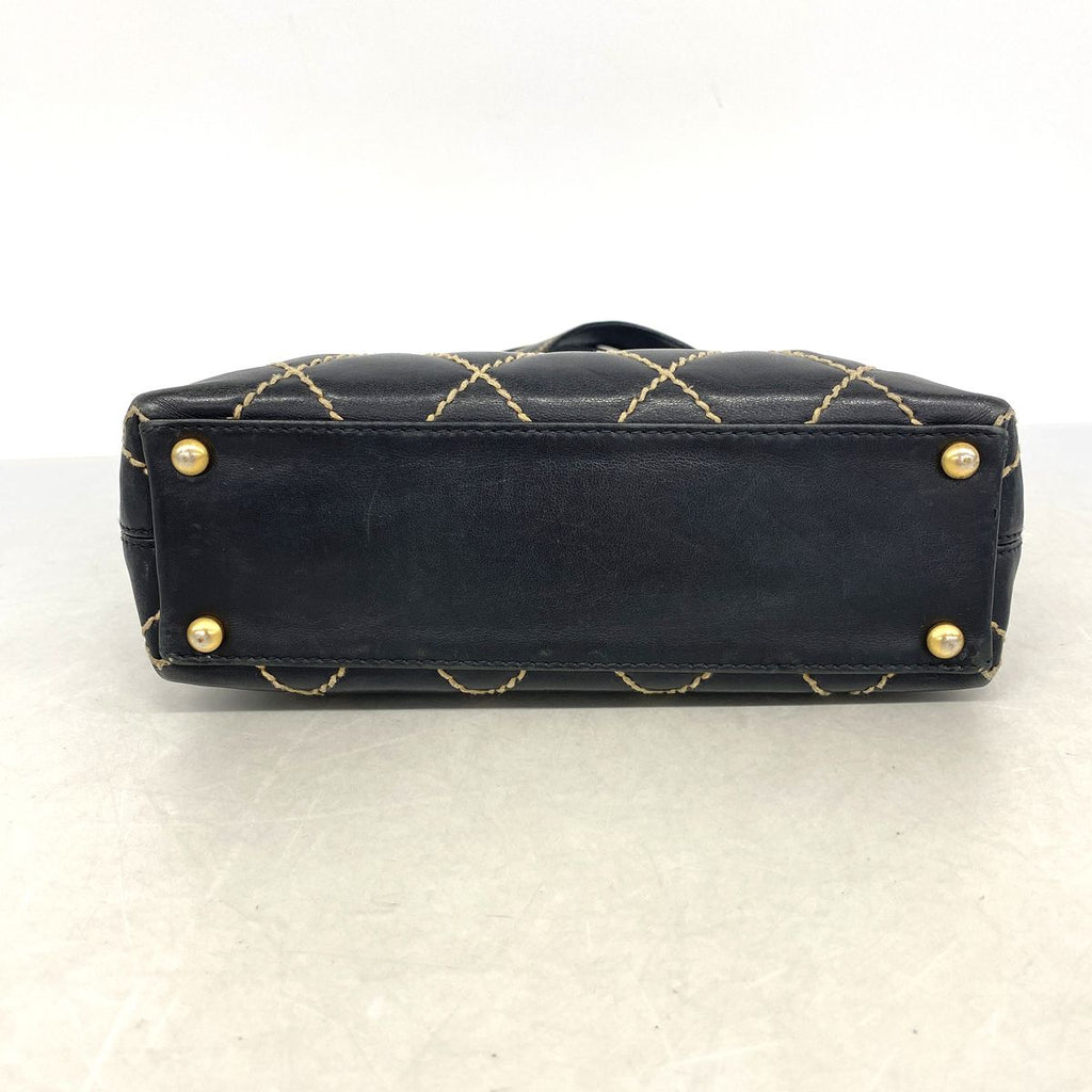 Chanel Tote Bag Wild Stitch Leather Black Gold — view 3